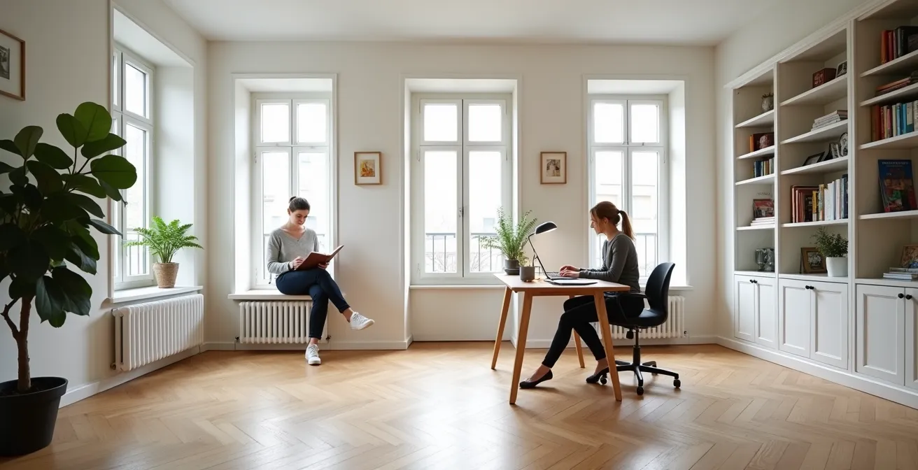 Deux personnes dans un espace partagé maintenant leur individualité