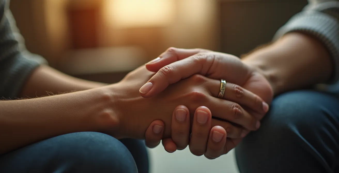 Partenaire écoutant attentivement l'autre avec une expression empathique