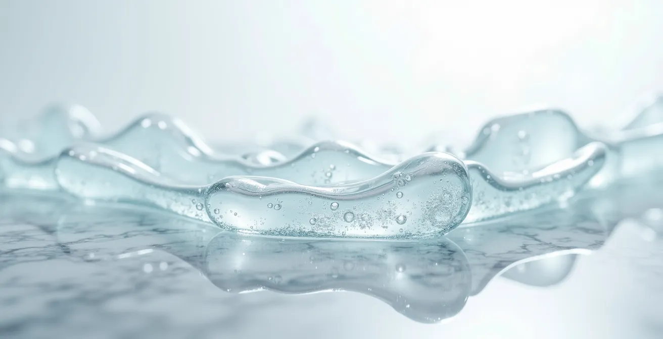 Vue macro d'une texture de gel transparent naturel sans additifs chimiques